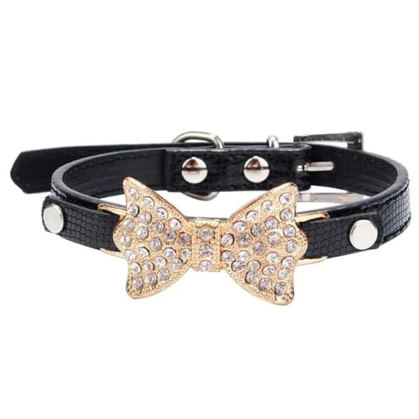 Black Bling Crystal Bow Collar