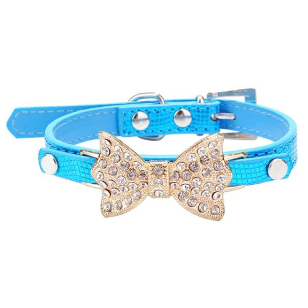 Blue Bling Crystal Bow Collar