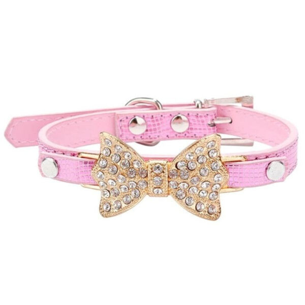 Light Pink Bling Crystal Bow Collar