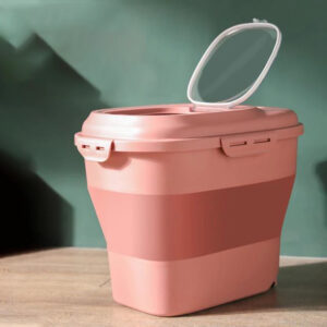 Pink Foldable Pet Food Storage Bucket