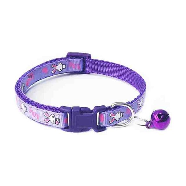 Purple Cartoon Pet Collars With Bell