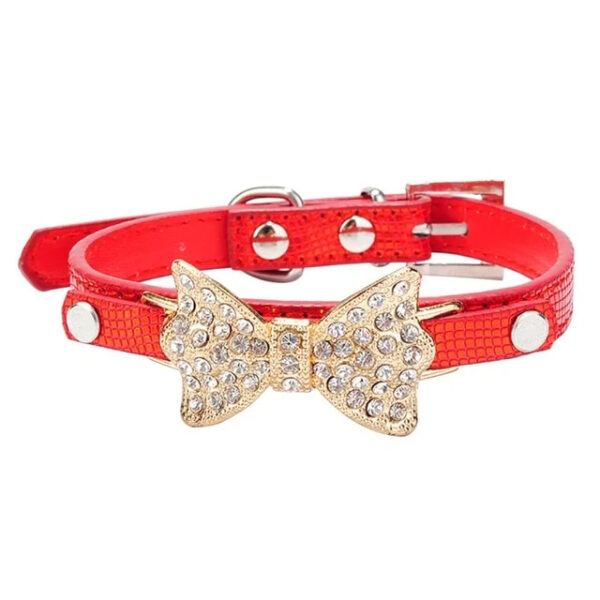 Red Bling Crystal Bow Collar