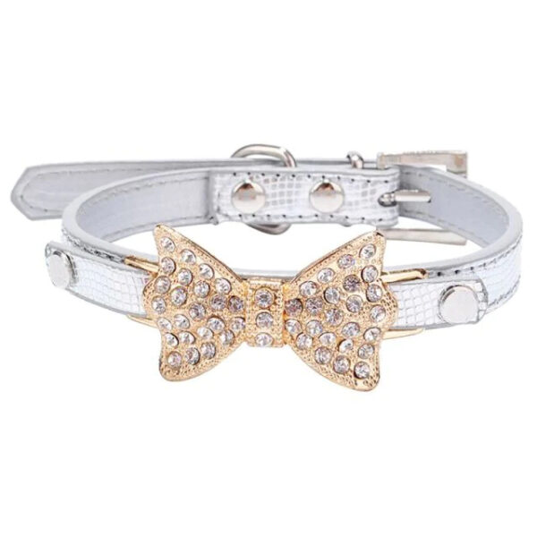 White Bling Crystal Bow Collar