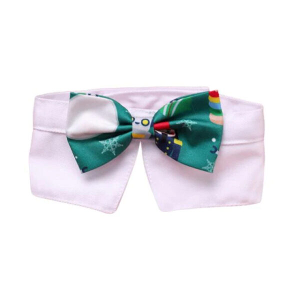 White Green Christmas Pet Bow Tie